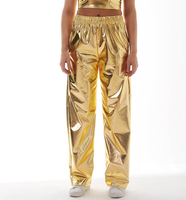 Pantalon de danse jazz métallisé brillant et élastique, style cheerleading, hip-hop, gymnastique, sans poches, pour performance scénique, pour enfant de 4 à 15 ans