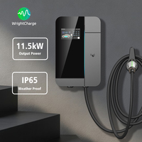 Tipo 1/Tipo 2/GB/NACS 	 Cargador de Pared para Vehículos Eléctricos de 11.5kW, IP65 Impermeable, con Certificación UL, WiFi, RFID, para Exteriores, Hogar, Garaje, WrightCharge