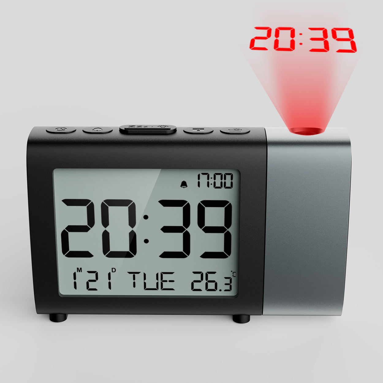 Проектор времени с ЖК-дисплеем, цифровой Настольный бесшумный проектор времени и температуры, Настольный Будильник для спальни