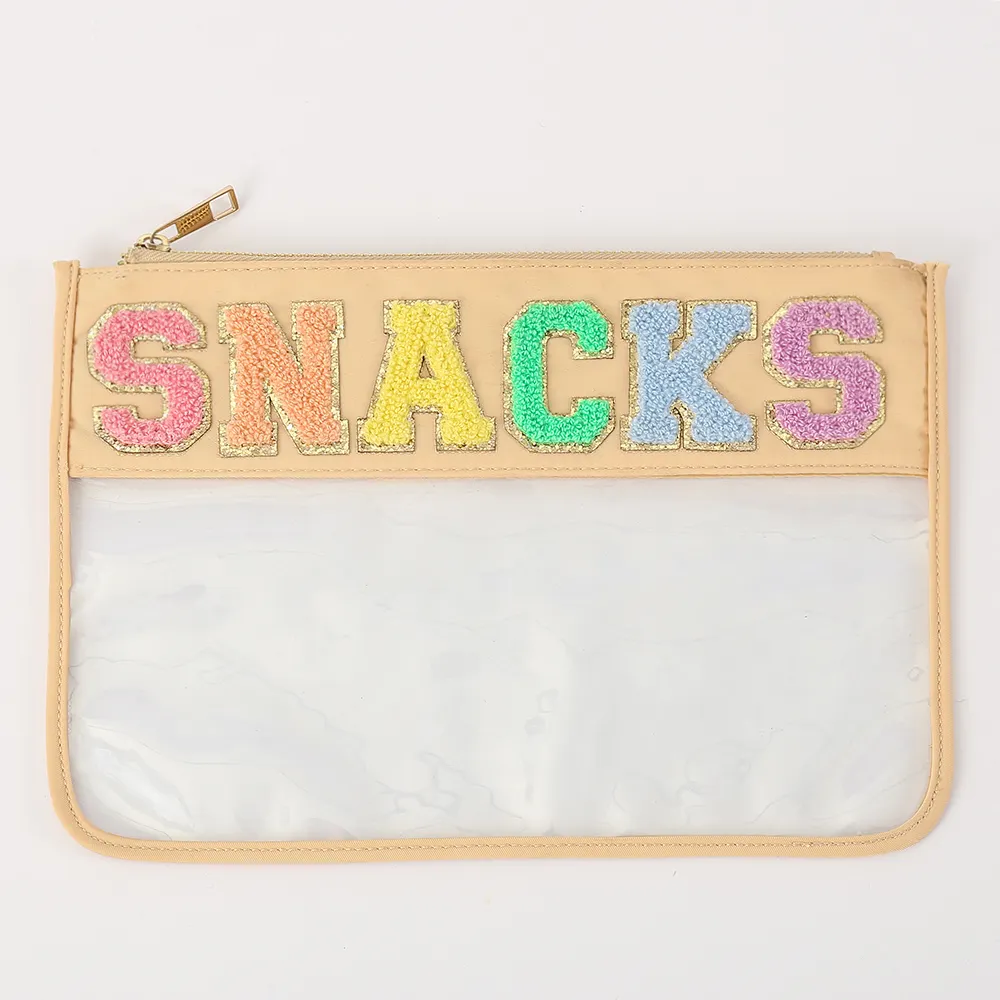 Stock customizable letter patch PVC transparent cosmetic bag storage bag wholesale travel toiletry bag