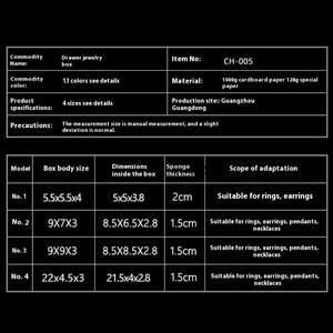 Boîte d'emballage de bijoux carrée moderne personnalisée en émail, prend en charge la vente en gros à l'unité pour bagues, colliers, pendentifs, boucles d'oreilles - Logo personnalisé - Product Image 4