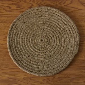 Eco-friendly Woven Hemp Rope Placemats Coffee Mats Woven Jute Linen <b>Heat</b> Insulation <b>Coasters</b> - Product Image 3