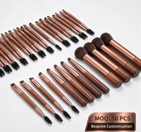 Pinceau à sourcils professionnel double embout avec brosse à cils et pinceau à poudre, manche or rose, pour le modelage et l'entretien des sourcils, outils de beauté
