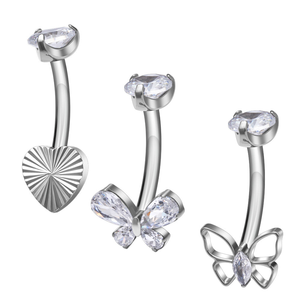 थोक G23 टाइटेनियम 14 ग्राम आंतरिक रूप से थ्रेडेड भेदी नाभि पेट बटन के छल्ले सफेद cz इन्डील्ड महिला शरीर भेदी गहने - Product Image 2