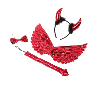 Costume <span class=keywords><strong>de</strong></span> Diable d'Halloween avec Bandeau à Cornes Rouges et Plumes, Accessoires <span class=keywords><strong>de</strong></span> Cheveux Ailes d'Ange pour Enfants, en Tissu PP, pour Fête, Masquerade, Déguisement, Diwali, Haute Qualité - Product Image 6