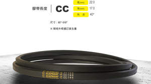 Correa de Goma Hexagonal Tipo CC de Alta Resistencia, 22.0 mm de Ancho, 17.0 mm de Grosor, para la Industria de la Madera, Fresadoras CNC, Cepilladoras, Alto Torque - Product Image 3