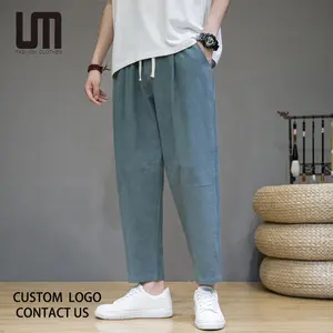 Liu Ming Chinese Style Wholesale Men Summer Solid Color Cotton Linen Loose Pants Streetwear Trousers