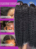 Peluca frontal de encaje HD con rizos profundos, peluca frontal de encaje transparente 13x4, pelucas de cabello humano pre-arrancadas para mujeres afroamericanas