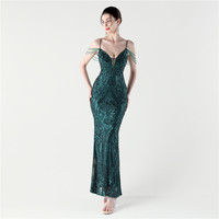 33318 #2025 nouveau commerce extérieur Banquet déesse Placement fleur paillettes perlées profonde V conception sirène Fit robe de soirée