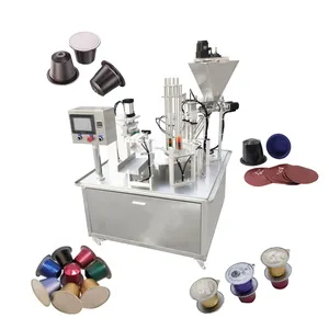 Máquina de selagem de copo de plástico rotativa automática, máquina de selagem de nespresso cápsulas de café