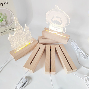 Tự làm tùy chỉnh tròn hình bầu dục hình chữ nhật gỗ ánh sáng ban đêm cơ sở 3D LED đèn hình chữ nhật Acrylic sáng tạo cơ sở giao diện USB - Product Image 5