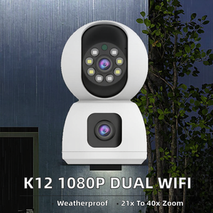 กล้องไร้สาย WiFi รุ่น K12 ความละเอียด 1080P HD เลนส์คู่ ภาพคู่ พร้อมเซ็นเซอร์ CMOS บันทึกผ่านการ์ดหน่วยความจำ มองเห็นในเวลากลางคืน และมุมกว้าง 180 องศา - Product Image 2