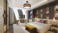 Ensemble de meubles de chambre d'hôtel moderne 4-5 étoiles en bois massif écologique IDM avec service de conception 3D