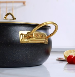 12-Piece tencere setleri klasik türk tarzı granit çift kulaklar silikon spalas paslanmaz çelik ve bambu ev pişirme için - Product Image 5