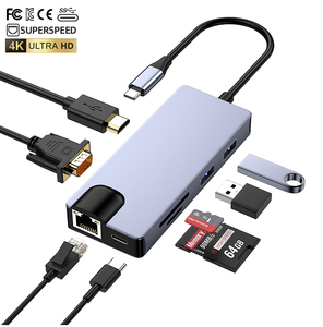 8 in 1 Typ C HDMI Hub Dual 4K HDMI RJ45(100 Mbit/s) VGA 2USB <span class=keywords><strong>3.0</strong></span> PD Schnell ladung SD/TF Reader <span class=keywords><strong>USB</strong></span> C <span class=keywords><strong>Laptop</strong></span> Adapter <span class=keywords><strong>Docking</strong></span> <span class=keywords><strong>station</strong></span> - Product Image 2