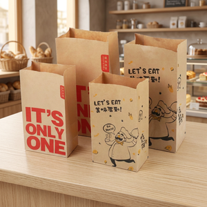 Sac à emporter en papier de qualité alimentaire écologique, durable, imprimé sur mesure, emballage pour sandwichs pour restaurants - Product Image 1