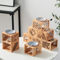 Support de bougie en céramique et bambou, diffuseur d'encens, brûleur d'huiles essentielles, chauffe-cire géométrique