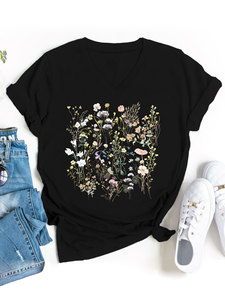 Top Corto a <span class=keywords><strong>Mezza</strong></span> <span class=keywords><strong>Manica</strong></span> per <span class=keywords><strong>Donna</strong></span>, T-shirt Casual Autunnale in Stile Bohémien, Tessuto in Bambù con Ricami Floreali e Paillettes, Traspirante - Product Image 1