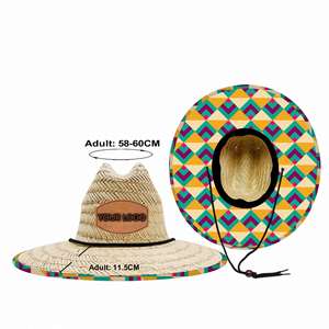 Custom Patch Print Logo Sun Outdoor Beach Fishing Straw Fabric Sombrero <b>Hat</b> <b>for</b> Men Promotion Gift - Product Image 1