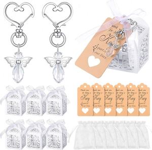 Wholesale <b>Custom</b> 30 Sets Angel Keychain Favor Bulk Personalized Angel Wing Organza Bag Thank You Tag Funeral Memorial Gift - Product Image 1