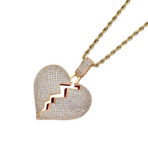 Collar SQ con Colgante de Corazón Personalizado, Estilo Europeo Americano, para Parejas, Corazón Roto, Corazón Desgarrado - Product Image 3