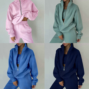 Nouvel <span class=keywords><strong>ensemble</strong></span> de survêtement zippé uni pour femme, collection Printemps 2026, style décontracté et sportif, idéal pour le quotidien, inspiré des tendances transfrontalières européennes et américaines. - Product Image 2