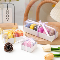 Boîte cadeau macaron personnalisable avec couvercle en plastique transparent pour présentation en boulangerie, supermarché et commerce de détail