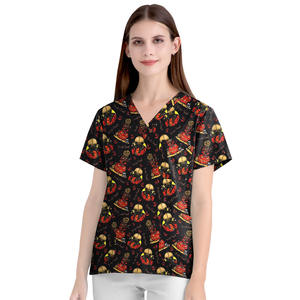 Uniforme médico de cuello en V de varios colores para mujer y hombre, conjunto de uniformes médicos, Top y pantalones, traje de ropa de lavado a mano de lona - Product Image 4