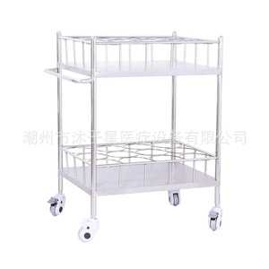 รถเข็นสแตนเลส 2 ชั้น ยี่ห้อ Mu Zixing พร้อมล้อ สำหรับใช้ทางการแพทย์ - Product Image 1
