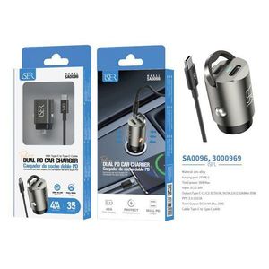 Dual <b>C</b> Car Charger With <b>Cable</b> 4A Fast <b>Charging</b> For Phone And Tablet - Product Image 1