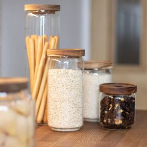 Modern Eco-Friendly 78oz Airtight Glass Jar <b>Set</b> 3 Large Metal <b>Canisters</b> 6 Silicone Seals Multifunction Storage Covers for Food - Product Image 3