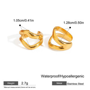 Pendientes de Moda de Acero Inoxidable 316L, Chapados en Oro de 14k y 18k, Pendientes Finos Tipo Brazalete, Sin Perforación, para Mujer - Product Image 6