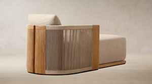 Chaise longue d'extérieur réglable en corde tressée à la main et en bois de teck, texture texturée, pour projets de villas - Product Image 4