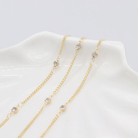 Chaînes en laiton plaqué or 14 carats, faites à la main, avec zircon, pour la fabrication de colliers et bracelets DIY, vente en gros