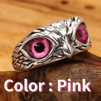 Dropshipping Gift HA Fashion Bague d'ouverture ajustable Wicked Eyes Owl Eyes Animal Statement Ring Vintage Blue Owl Eyes Ring