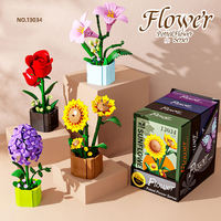 13034 Bloc de décoration florale en pot, modèle MOC, jouet de construction en plastique à petites particules pour enfants, cadeau pour fille