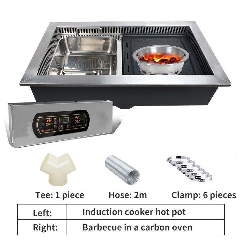 Charcoal BBQ Grill+Induction Cooker Hotpot