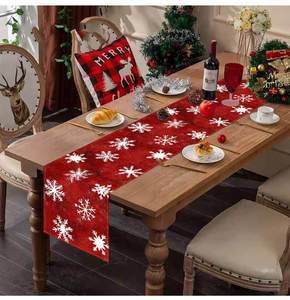 YUELIAN Eco-Friendly Xmas Snowflake Printed Linen <b>Christmas</b> Table Runners <b>Tablecloth</b> <b>for</b> Home Dining Table Decorations - Product Image 2