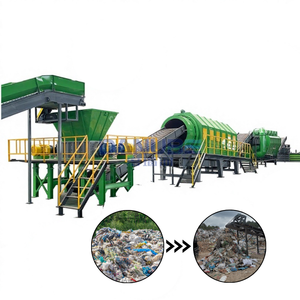 Machine de tri et de recyclage des déchets industriels, structure métallique verte avec système de convoyage pour le traitement des déchets solides municipaux - Product Image 1
