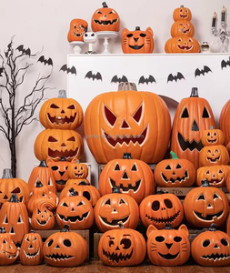 Calabazas Halloween tallado artesanía plástico calabaza Multicolor LED iluminar <span class=keywords><strong>Jack</strong></span> <span class=keywords><strong>o</strong></span> Linterna fiesta accesorios decoraciones al aire libre - Product Image 5