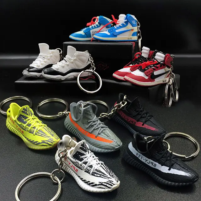 Рекламная обувь, брелок для ключей, ПВХ Мини 3D пластиковый llaveros Yezy 350 700, резиновая обувь, кроссовки, брелок с брелоком