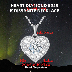 Collier de luxe tendance en argent sterling S925 avec moissanite en forme de cœur, sertie griffe, 1,0 ct, couleur D, pureté VVS - Product Image 2