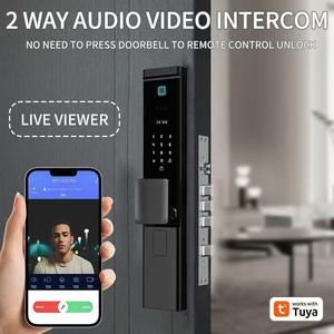 Aiendi Tuya Real-time <strong>Intercom</strong> 3D Face Recognition Smart Home Full Automatic Digital Fingerprint Smart <strong>Door</strong> Lock - Product Image 4