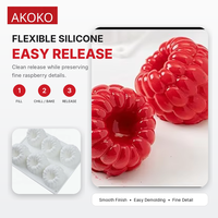 Molde de Silicona para Pastel con Forma de Frambuesa AKOKO, Grado Alimenticio, Antiadherente, Flexible, Ecológico, Solo Lavado a Mano, Herramientas para Pastel de Mousse