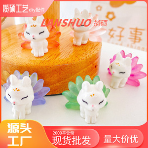 Figura de zorro de nueve colas en miniatura de resina 3D, adorno de animal, decoración del hogar, artesanía de plástico con forma de flor, Primavera 2026, Origen Yiwu - Product Image 4