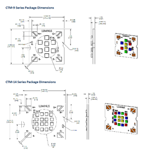 Module LED COB RGBW LUMINUS CTM-9-RGBW-12-TW01 12V, garantie 3 ans, LED multicolores rouge, vert, bleu, blanc, éclairage carré - Product Image 6