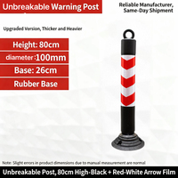 Poteau de signalisation amovible en PE rouge moulé par injection, avec base en caoutchouc souple, délimiteur de circulation, borne de signalisation routière 80x10x26cm pour