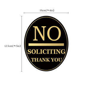 No Solicting Sign Acrylic Black Gold Lettering Durable Door Window Accessory - Product Image 2