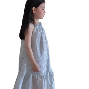 Abito Lungo Estivo da <span class=keywords><strong>Ragazza</strong></span> Bianco in Jacquard con Spalline Sottili Stile Francese - Product Image 5