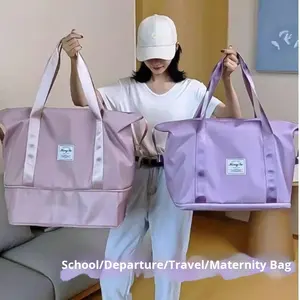 Marka yeni Modern kare su geçirmez çift katmanlı % 100% pamuk vakum sıkıştırılmış katlanabilir bagaj seyahat çantası ekstra büyük depolama - Product Image 2